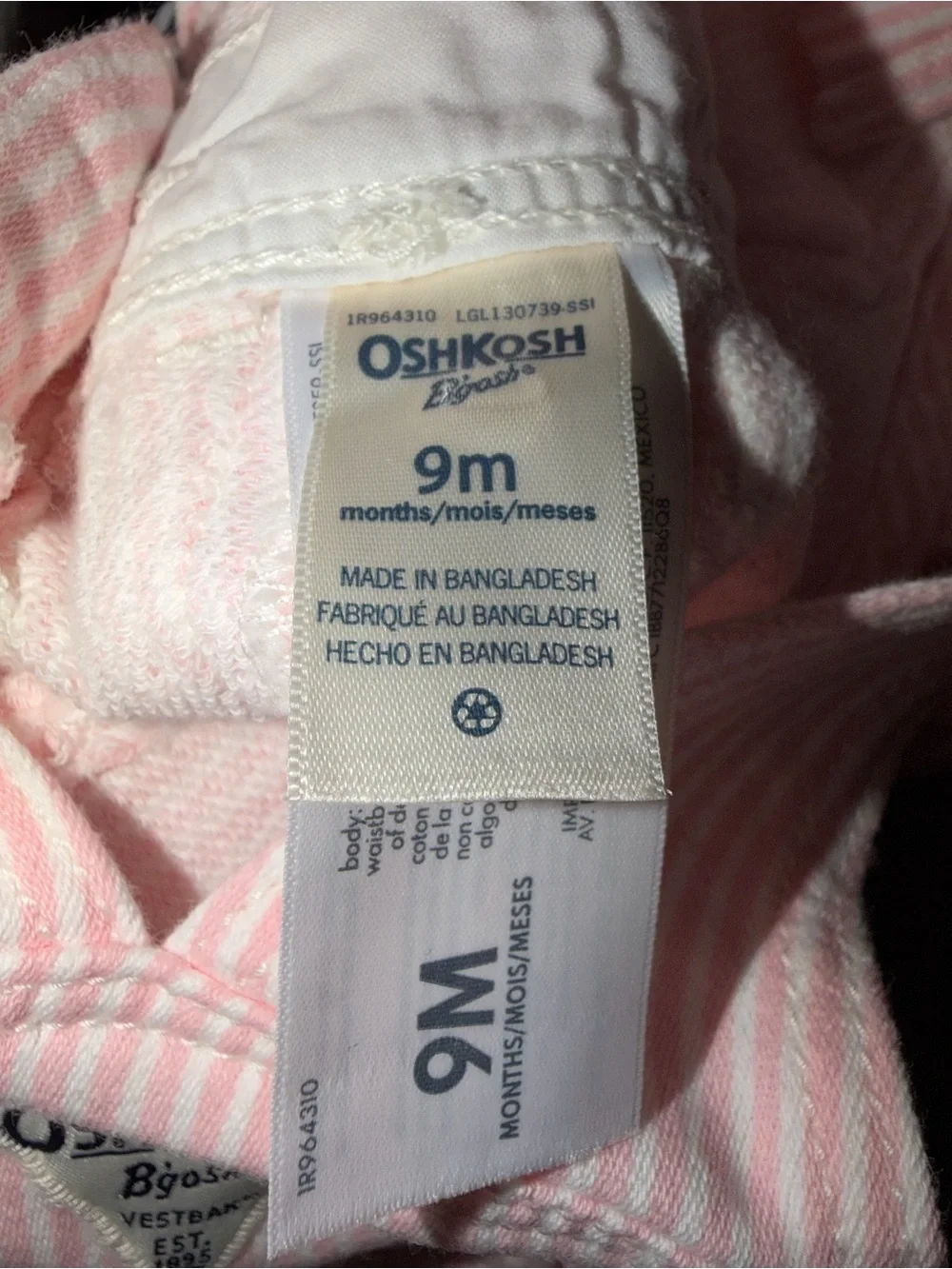 OshKosh B'gosh Pink Striped Overalls with Braided Belt